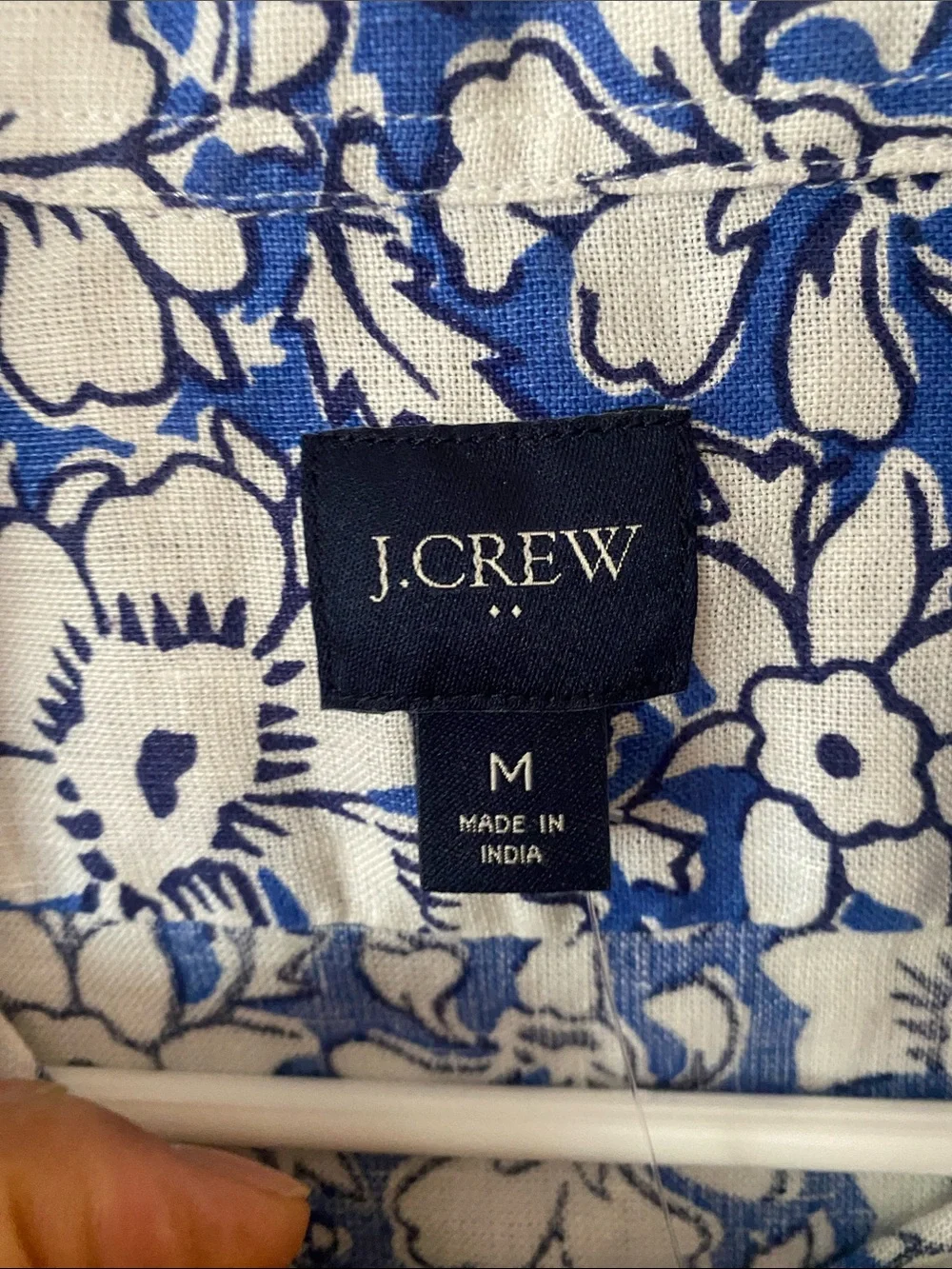 J. Crew 80%Linen Men’s Blue & White Floral Short-Sleeve Shirt